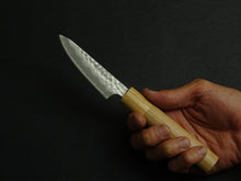 Load image into Gallery viewer, KICHIJI SHIROGAMI-2 STAINLESS CLAD HAMMERED PARING 80MM CHERRY WOOD HANDLE
