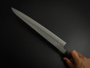 HITOHIRA AUS-10 HAMMERED DAMASCUS SUJIHIKI 270MM CHERRY WOOD HANDLE