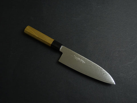 YOSHIHIRO GINSAN DAMASCUS SANTOKU 180MM OCTAGONAL MAGNOLIA HANDLE