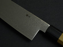 Load image into Gallery viewer, YOSHIHIRO GINSAN DAMASCUS SANTOKU 180MM OCTAGONAL MAGNOLIA HANDLE
