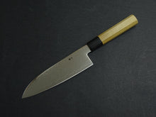 Load image into Gallery viewer, YOSHIHIRO GINSAN DAMASCUS SANTOKU 180MM OCTAGONAL MAGNOLIA HANDLE
