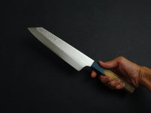 Load image into Gallery viewer, KICHIJI VG-5 HAMMERED KIRITSUKE GYUTO 195MM OCTAGONAL AKATSUKI (BURNT &amp; DYED) OAKWOOD HANDLE
