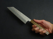 Load image into Gallery viewer, OUL SHIROGAMI-1 STAINLESS CLAD HAMMERED BUNKA 170MM BLACK OAK HANDLE*

