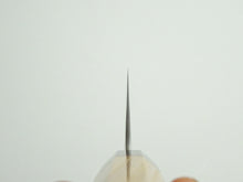 Load image into Gallery viewer, OUL SHIROGAMI 2 STAINLESS CLAD HAMMERED SANTOKU 165MM OCTAGONAL KEYAKI/ZELKOVA HANDLE*
