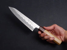 Load image into Gallery viewer, OUL SHIROGAMI 2 STAINLESS CLAD HAMMERED GYUTO 180MM OCTAGONAL KEYAKI/ZELKOVA HANDLE*
