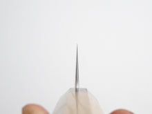 Load image into Gallery viewer, OUL SHIROGAMI 2 STAINLESS CLAD HAMMERED GYUTO 180MM OCTAGONAL KEYAKI/ZELKOVA HANDLE*
