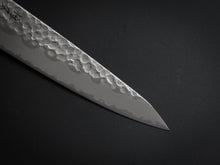 Load image into Gallery viewer, TSUNEHISA SHIROGAMI 2 / STAINLESS CLAD HAMMERED PETTY 135MM CHERRYWOOD HANDLE
