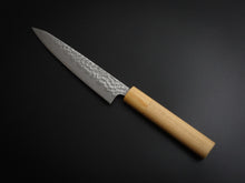Load image into Gallery viewer, TSUNEHISA SHIROGAMI 2 / STAINLESS CLAD HAMMERED PETTY 135MM CHERRYWOOD HANDLE
