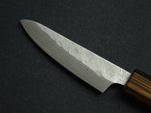 Load image into Gallery viewer, KICHIJI 440C HAMMERED DAMASCUS PARING 80MM OAK/BAIKOKU HANDLE
