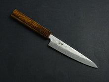 Load image into Gallery viewer, KICHIJI 440C HAMMERED DAMASCUS PETTY 135MM OAK/BAIKOKU HANDLE
