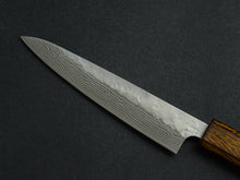 Load image into Gallery viewer, KICHIJI 440C HAMMERED DAMASCUS PETTY 135MM OAK/BAIKOKU HANDLE
