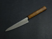 Load image into Gallery viewer, KICHIJI 440C HAMMERED DAMASCUS PETTY 135MM OAK/BAIKOKU HANDLE

