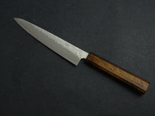 Load image into Gallery viewer, KICHIJI 440C HAMMERED DAMASCUS PETTY 150MM OAK/BAIKOKU HANDLE
