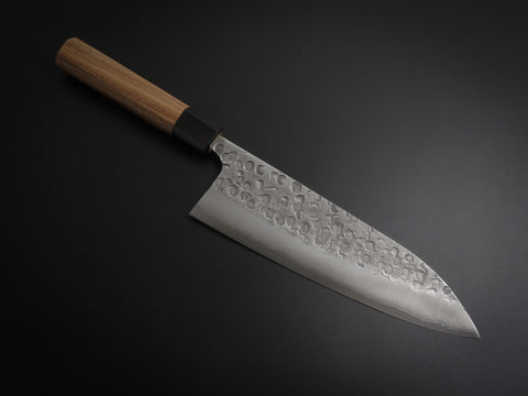 MATSUBARA AOGAMI-2 STAINLESS CLAD NASHIJI HAMMERED GYUTO 210MM WALNUT HANDLE