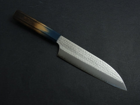 KICHIJI VG-5 HAMMERED SANTOKU 180MM OCTAGONAL AKATSUKI (BURNT & DYED)  HANDLE