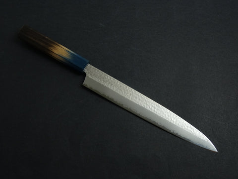 KICHIJI VG-5 HAMMERED SUJIHIKI 240MM OCTAGONAL AKATSUKI (BURNT & DYED)  HANDLE