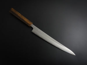 OUL SHIROGAMI-1 STAINLESS CLAD SUJIHIKI 240MM BURNT OAK HANDLE