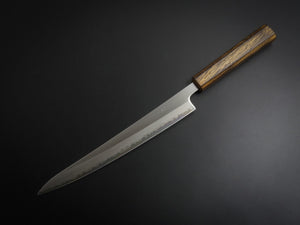 OUL SHIROGAMI-1 STAINLESS CLAD SUJIHIKI 240MM BURNT OAK HANDLE