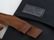 Load image into Gallery viewer, COMO+KATABA BLACK COLOUR CANVAS KNIFE ROLL WITH BROWN COTTON STRAP

