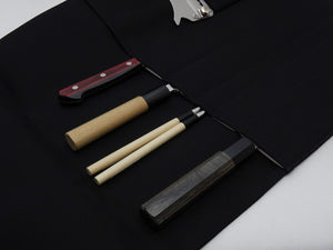 COMO+KATABA BLACK COLOUR CANVAS KNIFE ROLL WITH BROWN COTTON STRAP