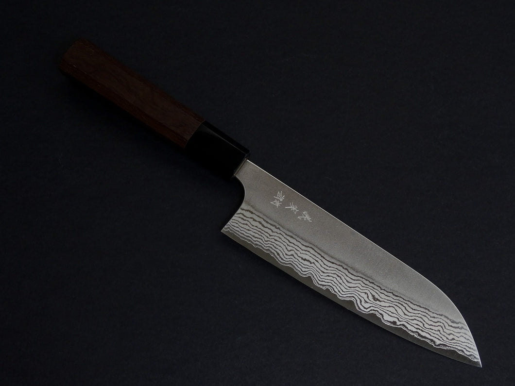 YOSHIMI VG10 NASHIJI DAMASCUS SANTOKU 170MM WALNUT WOOD HANDLE