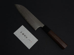 YOSHIMI VG10 NASHIJI DAMASCUS SANTOKU 170MM WALNUT WOOD HANDLE