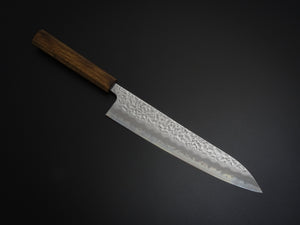 OUL SHIROGAMI-1 STAINLESS CLAD HAMMERED GYUTO 240MM BLACK OAK HANDLE