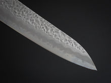 Load image into Gallery viewer, OUL SHIROGAMI-1 STAINLESS CLAD HAMMERED GYUTO 240MM BLACK OAK HANDLE
