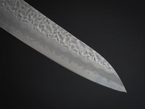 OUL SHIROGAMI-1 STAINLESS CLAD HAMMERED GYUTO 240MM BLACK OAK HANDLE