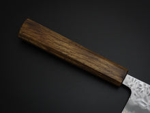 Load image into Gallery viewer, OUL SHIROGAMI-1 STAINLESS CLAD HAMMERED GYUTO 240MM BLACK OAK HANDLE
