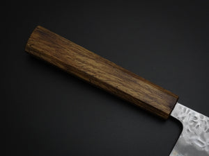 OUL SHIROGAMI-1 STAINLESS CLAD HAMMERED GYUTO 240MM BLACK OAK HANDLE