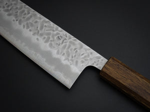 OUL SHIROGAMI-1 STAINLESS CLAD HAMMERED GYUTO 240MM BLACK OAK HANDLE