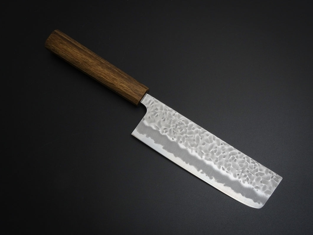 OUL SHIROGAMI-1 STAINLESS CLAD HAMMERED NAKIRI 165MM BLACK OAK HANDLE