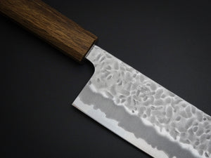 OUL SHIROGAMI-1 STAINLESS CLAD HAMMERED NAKIRI 165MM BLACK OAK HANDLE