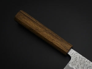 OUL SHIROGAMI-1 STAINLESS CLAD HAMMERED NAKIRI 165MM BLACK OAK HANDLE
