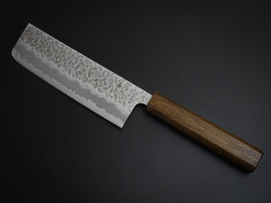OUL SHIROGAMI-1 STAINLESS CLAD HAMMERED NAKIRI 165MM BLACK OAK HANDLE