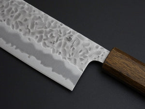 OUL SHIROGAMI-1 STAINLESS CLAD HAMMERED NAKIRI 165MM BLACK OAK HANDLE