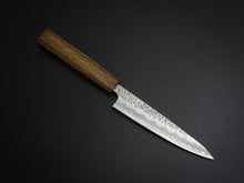 Load image into Gallery viewer, OUL SHIROGAMI-1 STAINLESS CLAD HAMMERED PETTY 135MM BLACK OAK HANDLE
