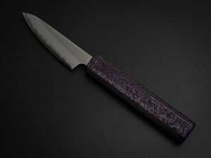 KICHIJI SHIROGAMI-1 STAINLESS CLAD PARING 80MM URUSHI/LACQUERED OCTAGONAL OAK HANDLE