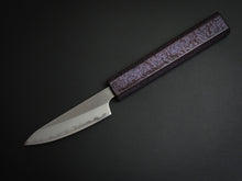 Load image into Gallery viewer, KICHIJI SHIROGAMI-1 STAINLESS CLAD PARING 80MM URUSHI/LACQUERED OCTAGONAL OAK HANDLE
