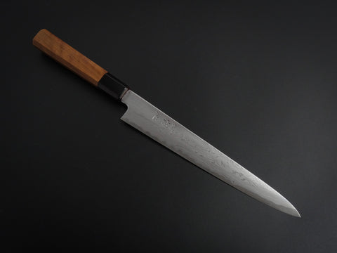 HATSUKOKORO AOGAMI-1 DAMASCUS SUJIHIKI 240MM WITH OCTAGONAL WALNUT HANDLE FORGED BY SATOSHI NAKAGAWA