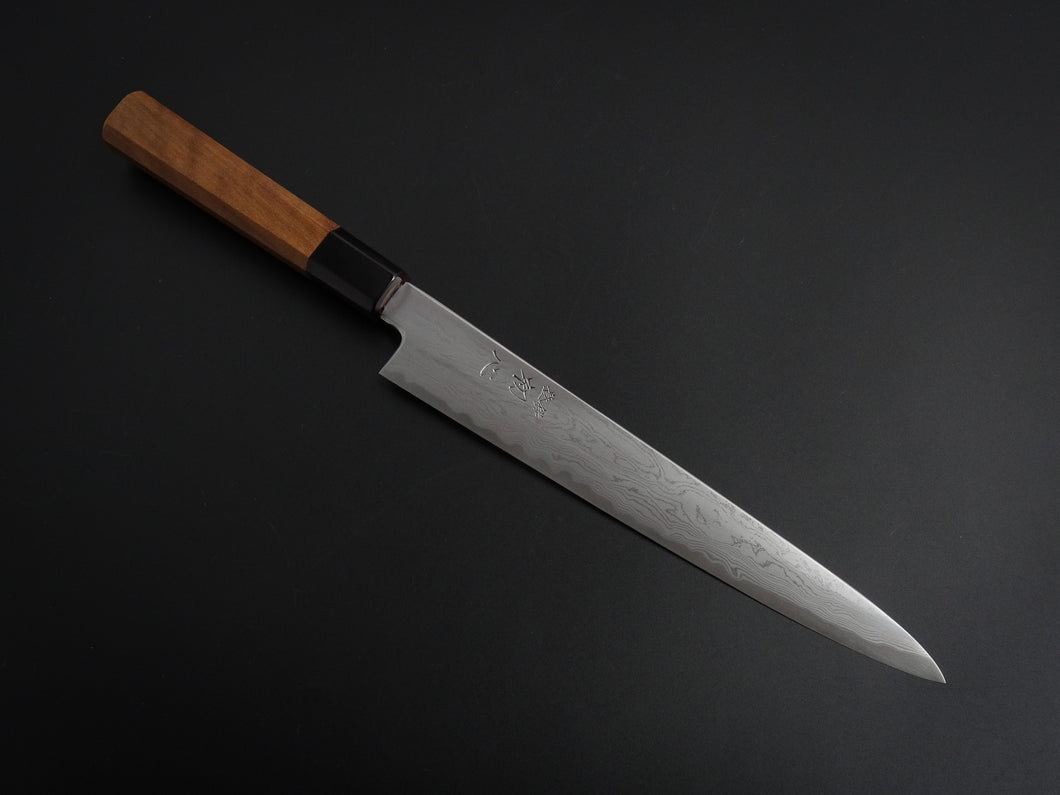 HATSUGOKORO AOGAMI-1 DAMASCUS SUJIHIKI 240MM WITH OCTAGONAL WALNUT HANDLE FORGED BY SATOSHI NAKAGAWA