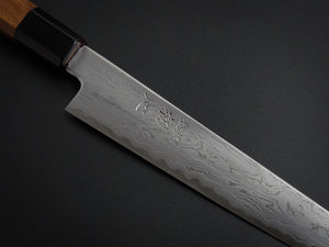 HATSUGOKORO AOGAMI-1 DAMASCUS SUJIHIKI 240MM WITH OCTAGONAL WALNUT HANDLE FORGED BY SATOSHI NAKAGAWA