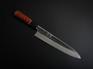 HATSUGOKORO SHIROGAMI-3 HONYAKI GYUTO 240MM WITH KARIN/QUINCE HANDLE FORGED BY SATOSHI NAKAGAWA