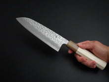 Load image into Gallery viewer, KICHIJI SHIROGAMI-1 / STAINLESS CLAD HAMMERED SANTOKU 165MM OCTAGONAL HANDLE
