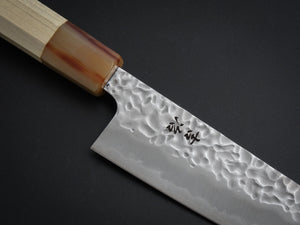 KICHIJI SHIROGAMI-1 / STAINLESS CLAD HAMMERED GYUTO 180MM OCTAGONAL HANDLE