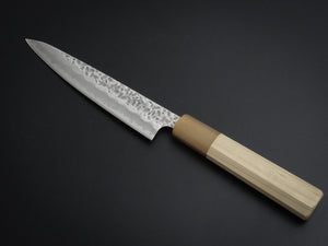 KICHIJI SHIROGAMI-1 / STAINLESS CLAD HAMMERED PETTY 135MM OCTAGONAL HANDLE