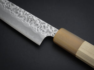 KICHIJI SHIROGAMI-1 / STAINLESS CLAD HAMMERED PETTY 135MM OCTAGONAL HANDLE