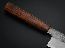 Load image into Gallery viewer, HADO KIRISAME SHIROGAMI-1 STAINLESS CLAD BUNKA 180MM SCORCHED OAKWOOD HANDLE
