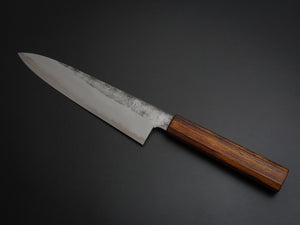 HADO KIRISAME SHIROGAMI-1 STAINLESS CLAD GYUTO 210MM SCORCHED OAKWOOD HANDLE